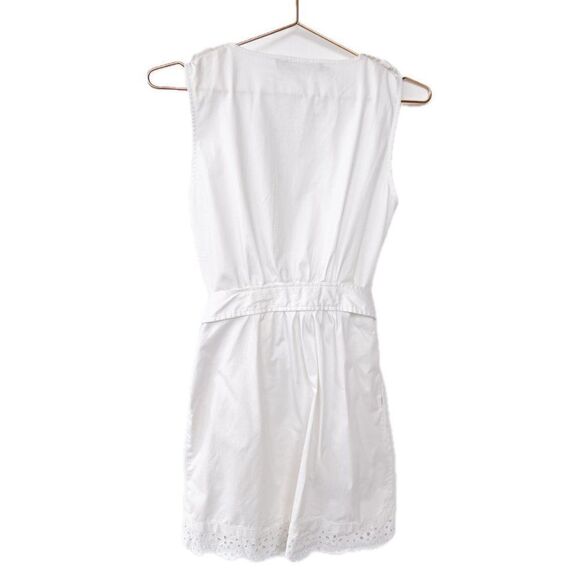 Love Moschino White Sleeveless Belted Eyelet Lace Trim Button Up Dress Size 4 - Picture 6 of 8